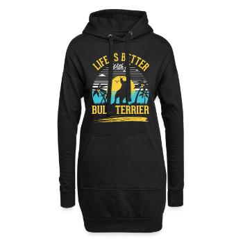 Das Leben ist beser mit einem Bullterrier - Hoodie-Kleid - Schwarz - Vorne