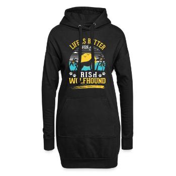 Irischer Wolfshund Irish Wolfhound - Hoodie-Kleid - Schwarz - Vorne