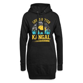 Das Leben ist beser mit einem Kangal - Hoodie-Kleid - Schwarz - Vorne