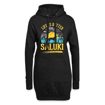 La vie est meilleure avec Salukis - Sweat-shirt à capuche long Femme - noir - Devant