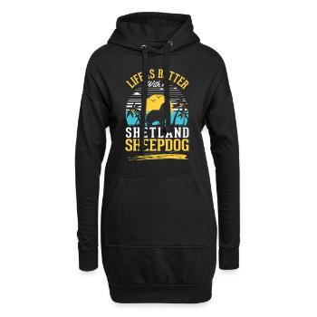 la vie est meilleure avec un chien de berger Shetland - Sweat-shirt à capuche long Femme - noir - Devant