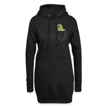 Kakapo in Brusttasche - Hoodie-Kleid - Schwarz - Vorne