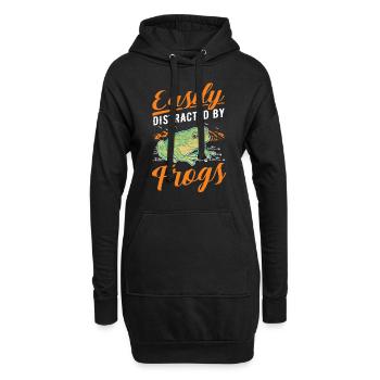 Easily distracted by Frogs Frosch - Hoodie-Kleid - Schwarz - Vorne