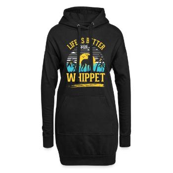 La vie est meilleure avec un whippet - Sweat-shirt à capuche long Femme - noir - Devant