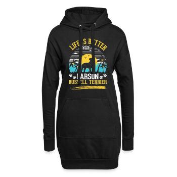 La vie est meilleure avec Parson Russell Terrier - Sweat-shirt à capuche long Femme - noir - Devant