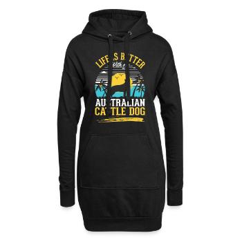 Das Leben ist besser mit Australien Cattle Dogs - Hoodie-Kleid - Schwarz - Vorne
