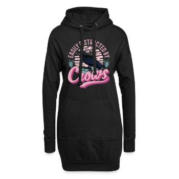 Facilement distrait par les corbeaux Corbeau Corbeau Corbeau - Sweat-shirt à capuche long Femme - noir - Devant