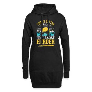 Das Leben ist ist mit einem Hollandse Herder - Hoodie-Kleid - Schwarz - Vorne