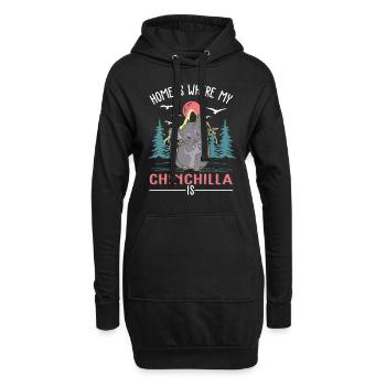 La maison est là où se trouve mon chinchilla - Sweat-shirt à capuche long Femme - noir - Devant