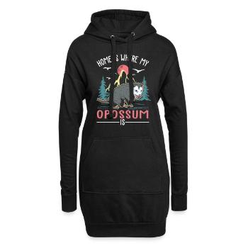 Zuhause is wo mein Opossum ist Possum - Hoodie-Kleid - Schwarz - Vorne