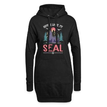 Zuhause ist wo meine Robbe ist Seehund Seelöwe - Hoodie-Kleid - Schwarz - Vorne