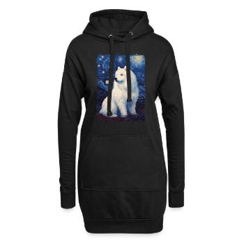 Samoyed Starry Night - Hoodie-Kleid - Schwarz - Vorne