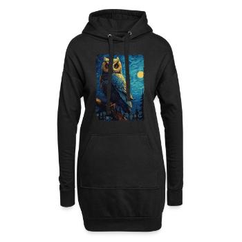 Eule Starry Night - Hoodie-Kleid - Schwarz - Vorne