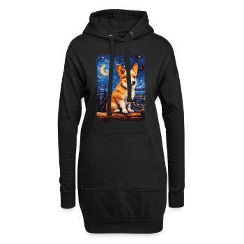 Corgi Starry Night - Hoodie-Kleid - Schwarz - Vorne