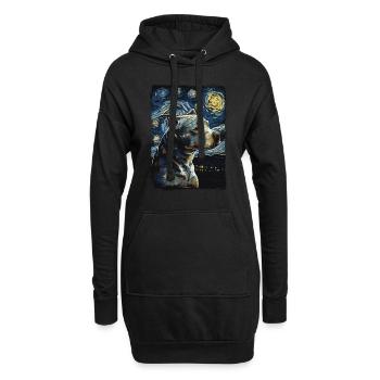 Pitbull Chien Nuit Étoilée - Sweat-shirt à capuche long Femme - noir - Devant