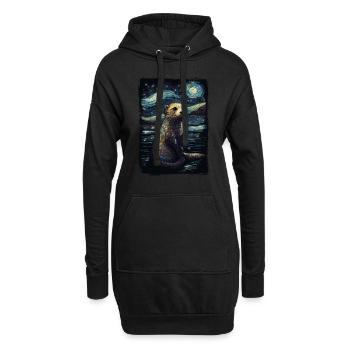 Loutre Nuit étoilée - Sweat-shirt à capuche long Femme - noir - Devant