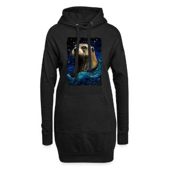 Loutre Nuit étoilée - Sweat-shirt à capuche long Femme - noir - Devant