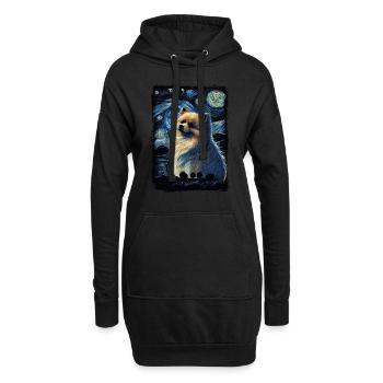 Zwergspitz Starry Night - Hoodie-Kleid - Schwarz - Vorne