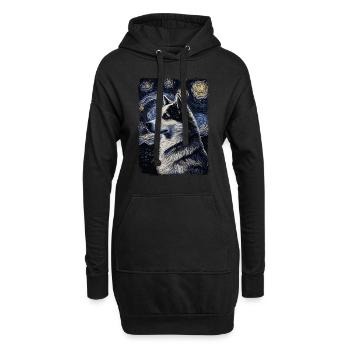 Husky Starry Night - Hoodie-Kleid - Schwarz - Vorne