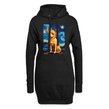 Chihuahua Starry Night - Hoodie-Kleid - Schwarz - Vorne