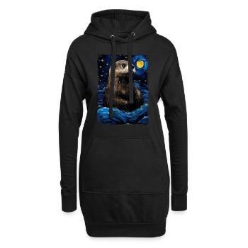 Otter Starry Night - Hoodie-Kleid - Schwarz - Vorne