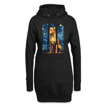 Pitbull Chien Nuit Étoilée - Sweat-shirt à capuche long Femme - noir - Devant