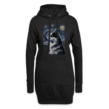 Husky Starry Night - Hoodie-Kleid - Schwarz - Vorne