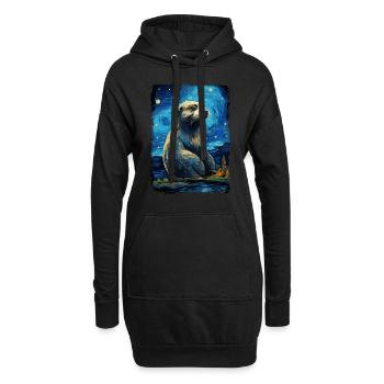 Otter Starry Night - Hoodie-Kleid - Schwarz - Vorne