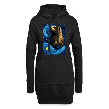 Loutre Nuit étoilée - Sweat-shirt à capuche long Femme - noir - Devant
