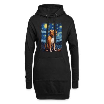 Pitbull Chien Nuit Étoilée - Sweat-shirt à capuche long Femme - noir - Devant