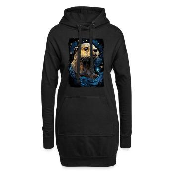 Loutre Nuit étoilée - Sweat-shirt à capuche long Femme - noir - Devant