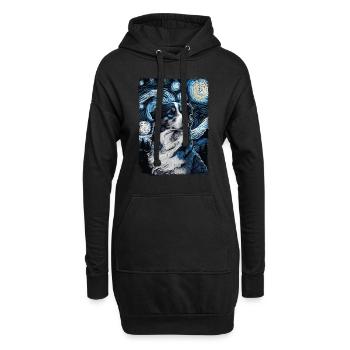 Australischer Hirte Starry Night - Hoodie-Kleid - Schwarz - Vorne