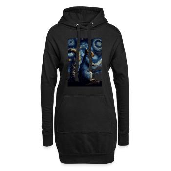 Écureuil Nuit étoilée - Sweat-shirt à capuche long Femme - noir - Devant
