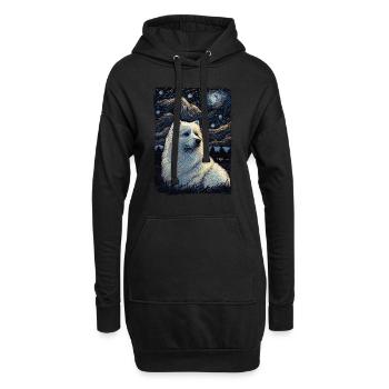 Samoyed Starry Night - Hoodie-Kleid - Schwarz - Vorne