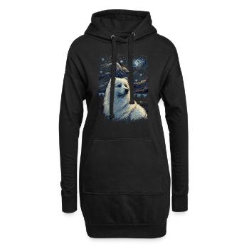 Samoyed Starry Night - Hoodie-Kleid - Schwarz - Vorne