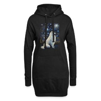 Samoyed Starry Night - Hoodie-Kleid - Schwarz - Vorne