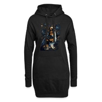 Papillon Hund Starry Night - Hoodie-Kleid - Schwarz - Vorne