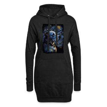 Pitbull Chien Nuit Étoilée - Sweat-shirt à capuche long Femme - noir - Devant