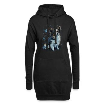 Papillon Hund Starry Night - Hoodie-Kleid - Schwarz - Vorne
