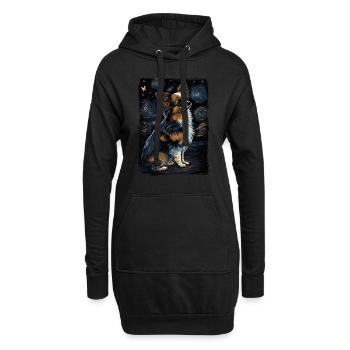 Papillon Hund Starry Night - Hoodie-Kleid - Schwarz - Vorne
