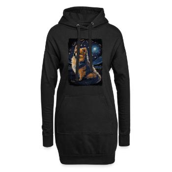 Zwergspitz Starry Night - Hoodie-Kleid - Schwarz - Vorne