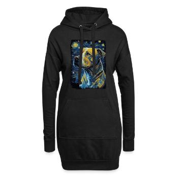 Pitbull Chien Nuit Étoilée - Sweat-shirt à capuche long Femme - noir - Devant