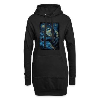 Hyäne Starry Night - Hoodie-Kleid - Schwarz - Vorne