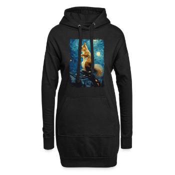 Écureuil Nuit étoilée - Sweat-shirt à capuche long Femme - noir - Devant