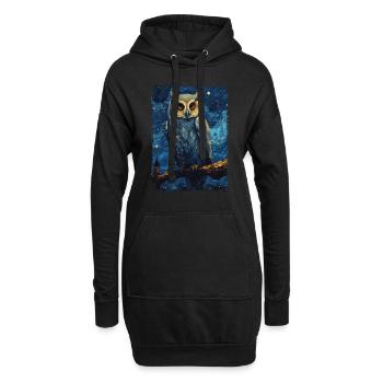 Hibou Nuit étoilée - Sweat-shirt à capuche long Femme - noir - Devant