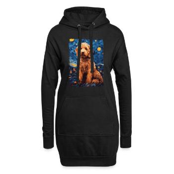 Lagotto Romagnolo Starry Night - Hoodie-Kleid - Schwarz - Vorne