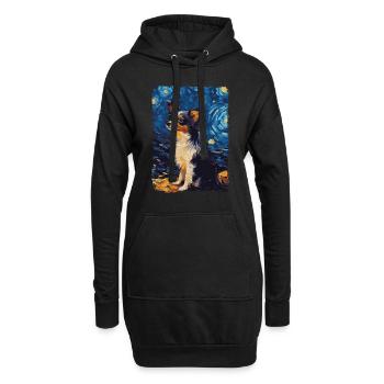 Papillon Hund Starry Night - Hoodie-Kleid - Schwarz - Vorne