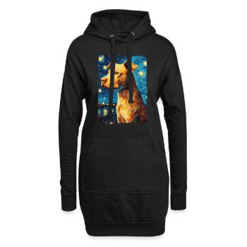 Pitbull Chien Nuit Étoilée - Sweat-shirt à capuche long Femme - noir - Devant