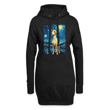 Lévrier italien Nuit étoilée - Sweat-shirt à capuche long Femme - noir - Devant