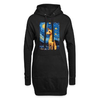 Lévrier italien Nuit étoilée - Sweat-shirt à capuche long Femme - noir - Devant